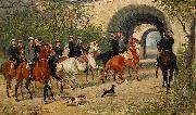 John Arsenius Riders at Uppsala Castle Sweden oil painting artist